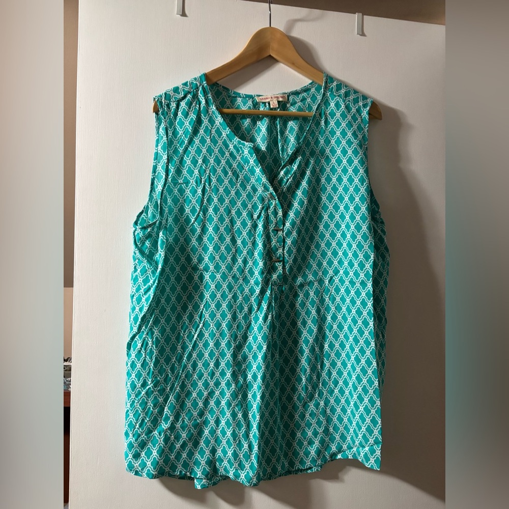 EUC Grand & Greene Turquoise sleeveless Top